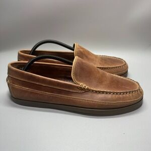 LL Bean Men's Leather Casco Bay Boat Slip On‎ Brown Venetian Loafers Size 10.5 D